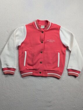 Baker By Ted Baker Coral Pink Varsity Back Print Bomber Jacket